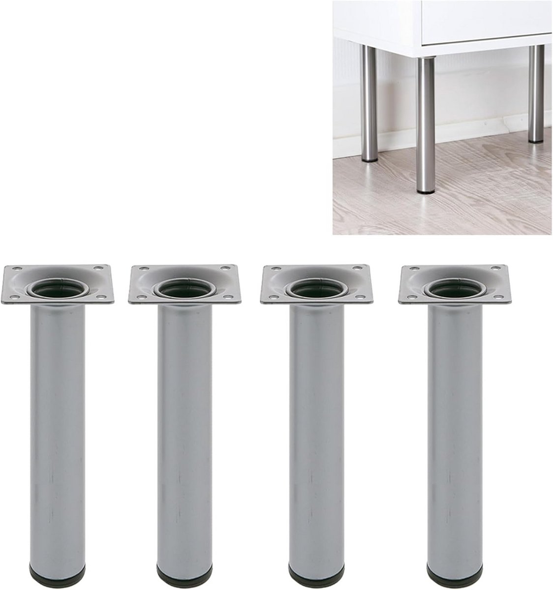 Set van 4 Ronde Metalen Meubelpoten Zilver 700 mm - Hoge Draagkracht voor Tafel en Bank