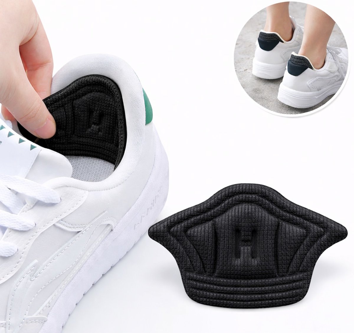 Antislip Hielzool I Premium Anti-Slip Hiel I Foam hielkussen I Sneaker Pad I Tegen Uitslippen Schoenen I Voorkom blaren I Hielbeschermers I 1 Paar I Zwart