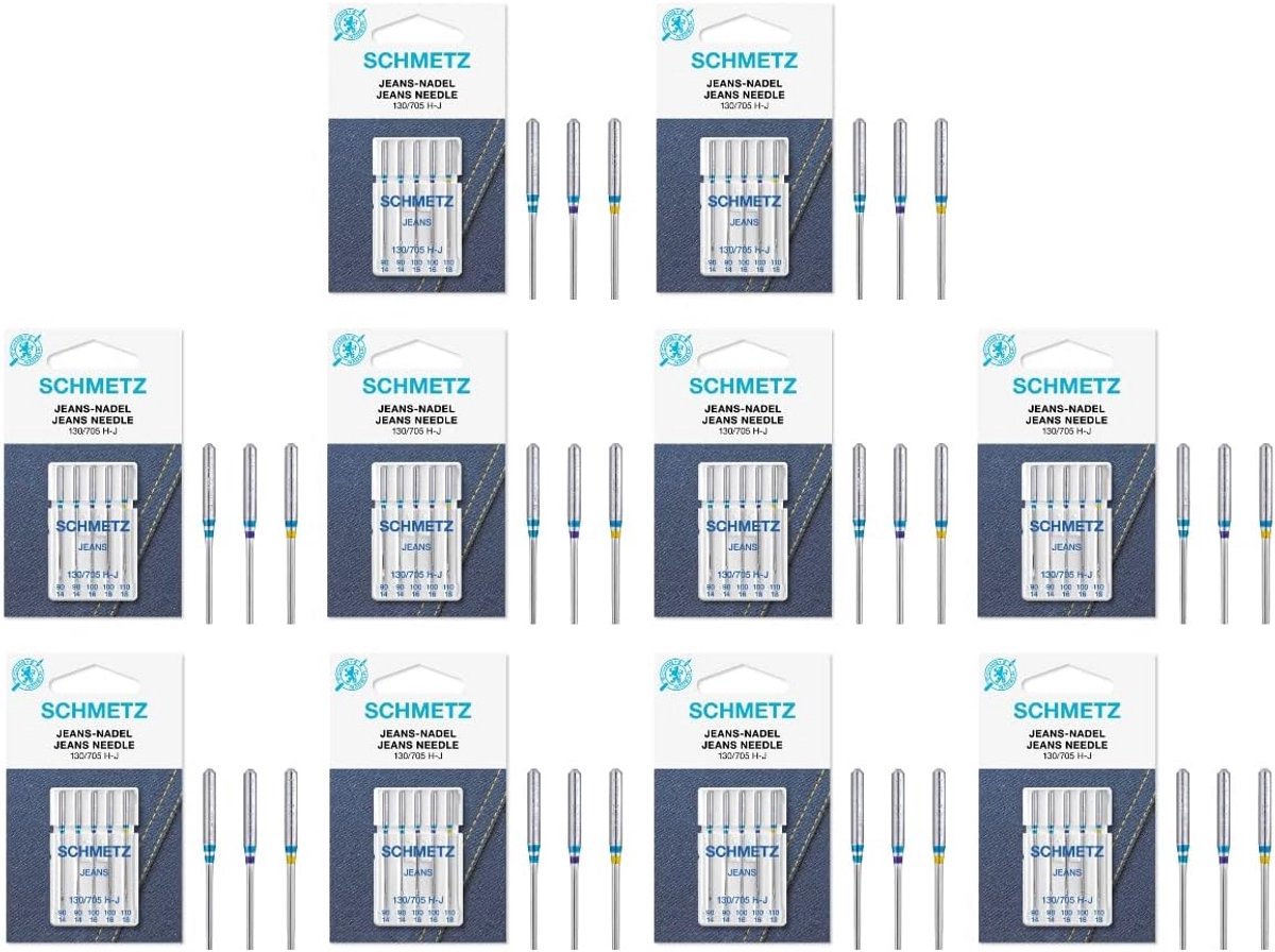 50 Naaimachine Naalden Set Jeans Platte Kolf 130/705 H - Diverse Diktes 90, 100, 110