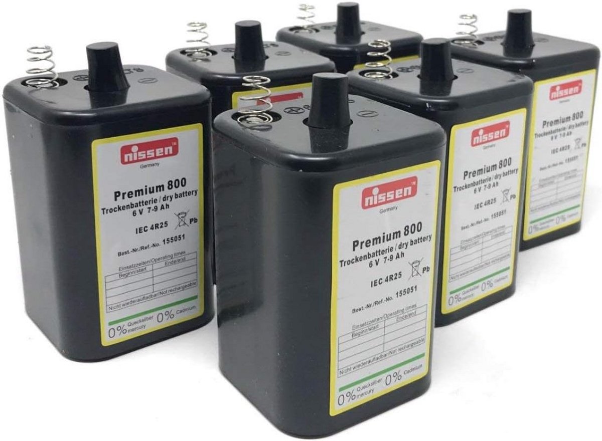 Set van 6 Blokbatterijen 6V 4R25 voor Bouwlamp, Zwaailamp en Zaklamp