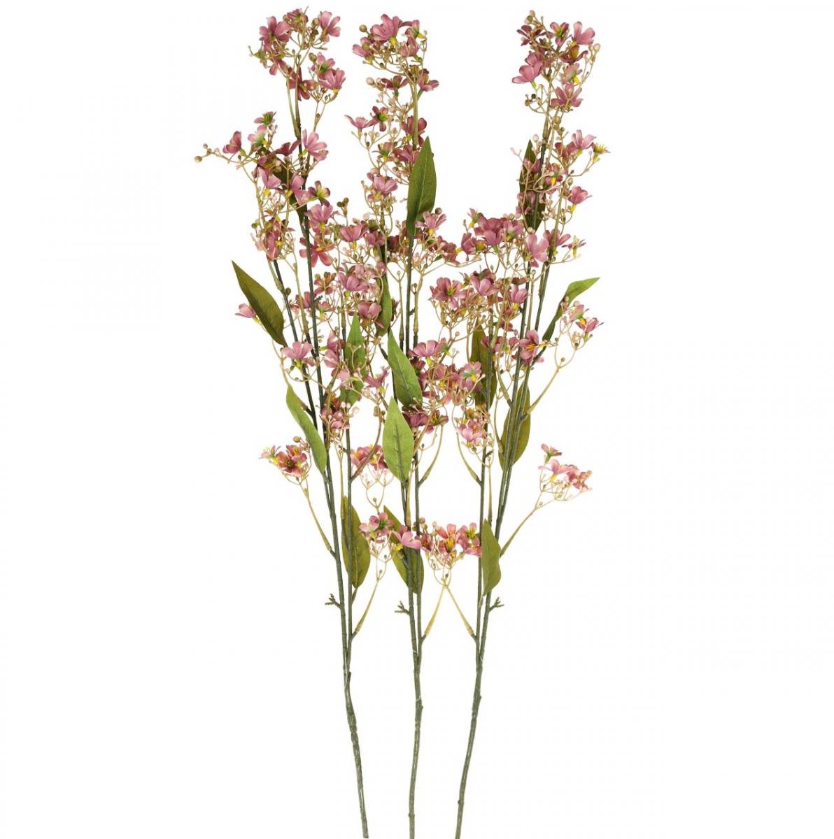 Siertak met bloemen kunstroze Daphne tak 110cm 3st, 3 Stück
