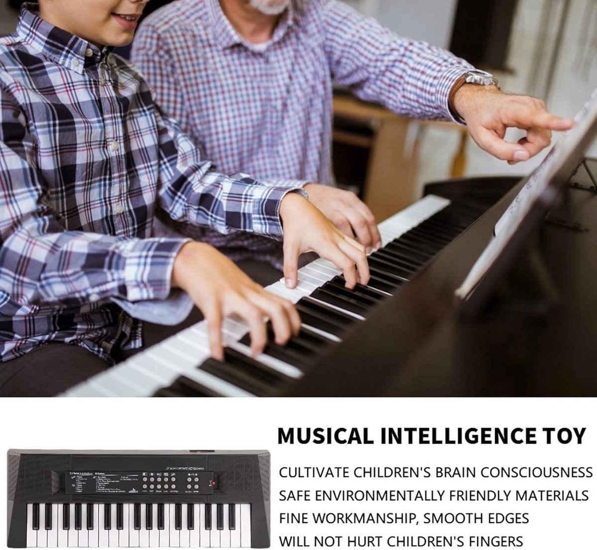 Elektronisch Keyboard voor Kinderen met 37 Toetsen, Microfoon en Opnamefunctie