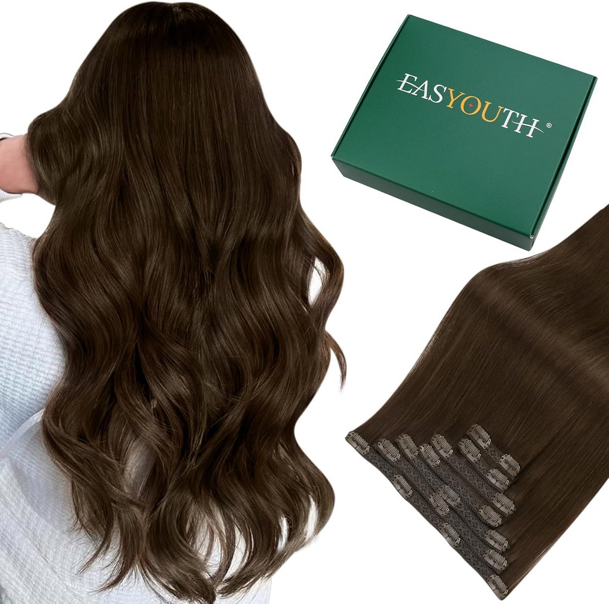 Clip-in Extensions Echt Haar Dichte Dubbele Strengen 50cm 7 Delen