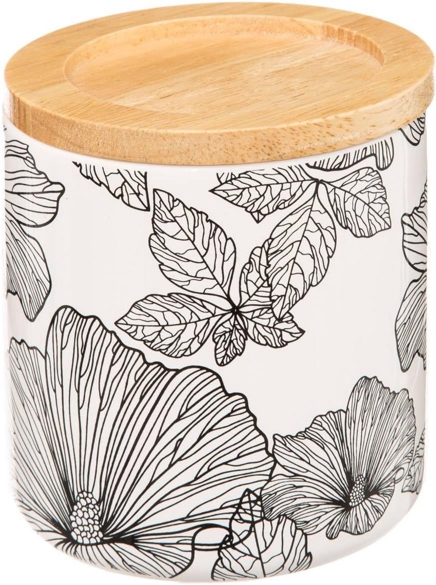 Decoratieve Katoenen Pot met Deksel in Zwart en Wit