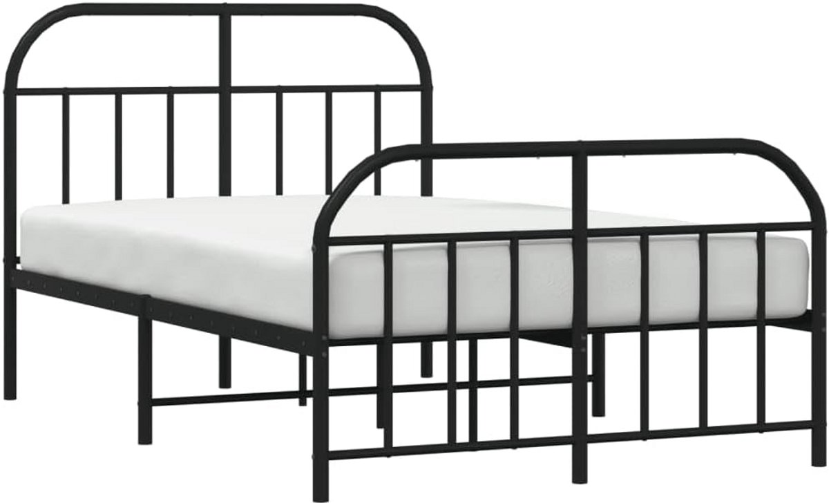 Metalen Tweepersoons Bedframe met Hoofd- en Voeteneinde 120x200 cm Zwart