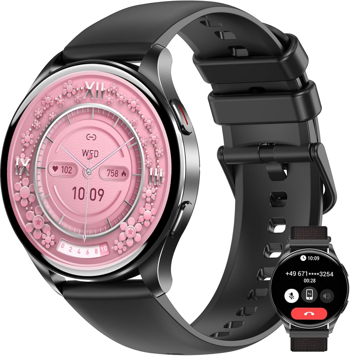 Zwarte Smartwatch met Hartslagmeter en Stappenteller