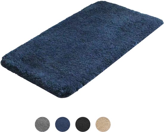 AKSA Home® Tapis de Bain - 70x140 cm - Tapis de douche - Tapis antidérapant - Bleu foncé