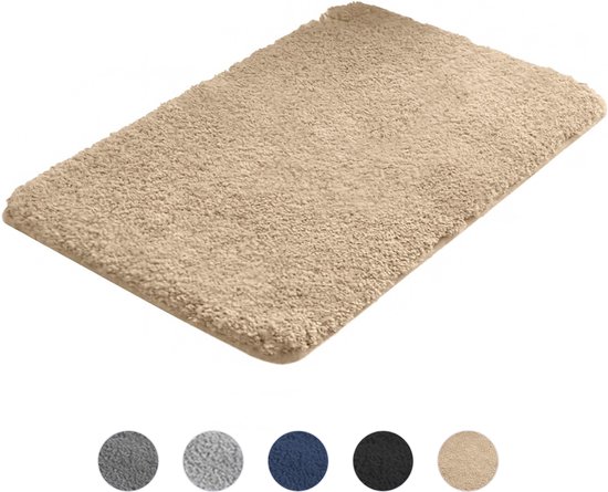 AKSA Home® Badmat 60x90 cm - Douchemat antislip - Badmat antislip - Badkamermat - Vloerkleed - Beige