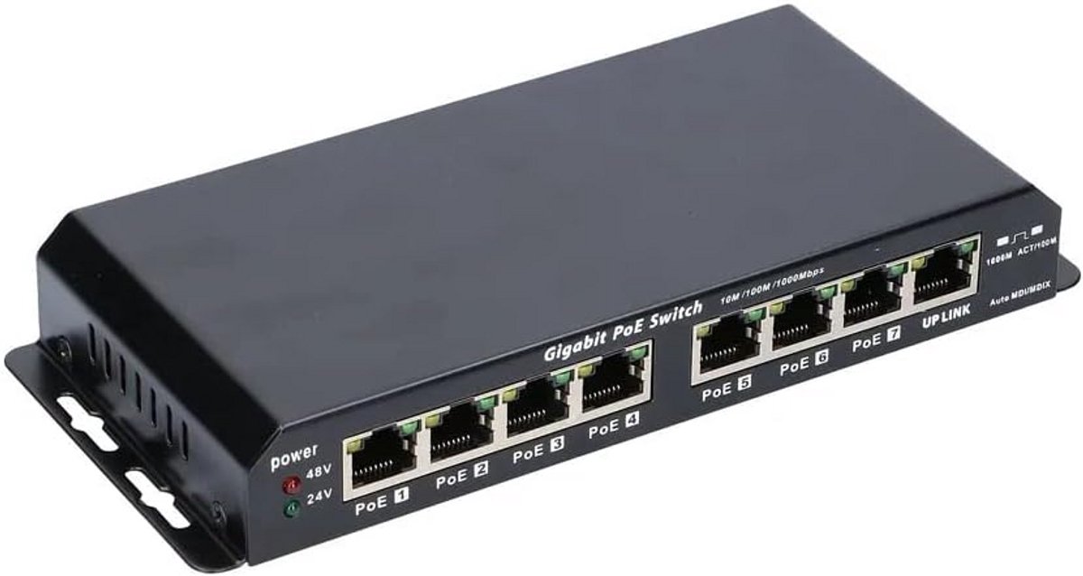 8-Poorts Gigabit Netwerkswitch met PoE voor IP-camera's en Access Points