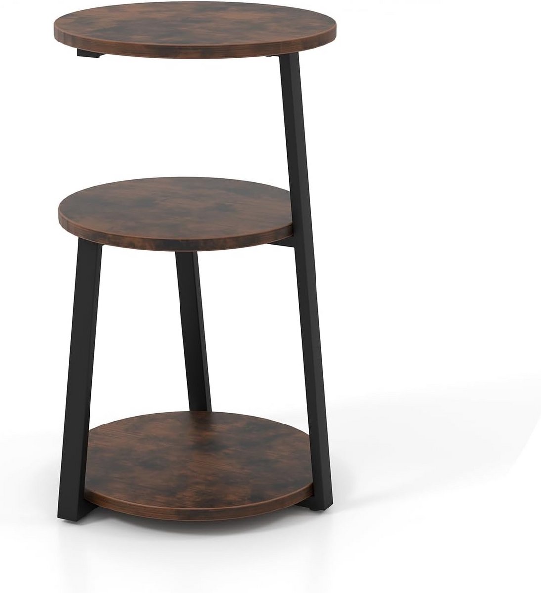 Ronde bijzettafel 3 niveaus industrieel ontwerp met metalen frame