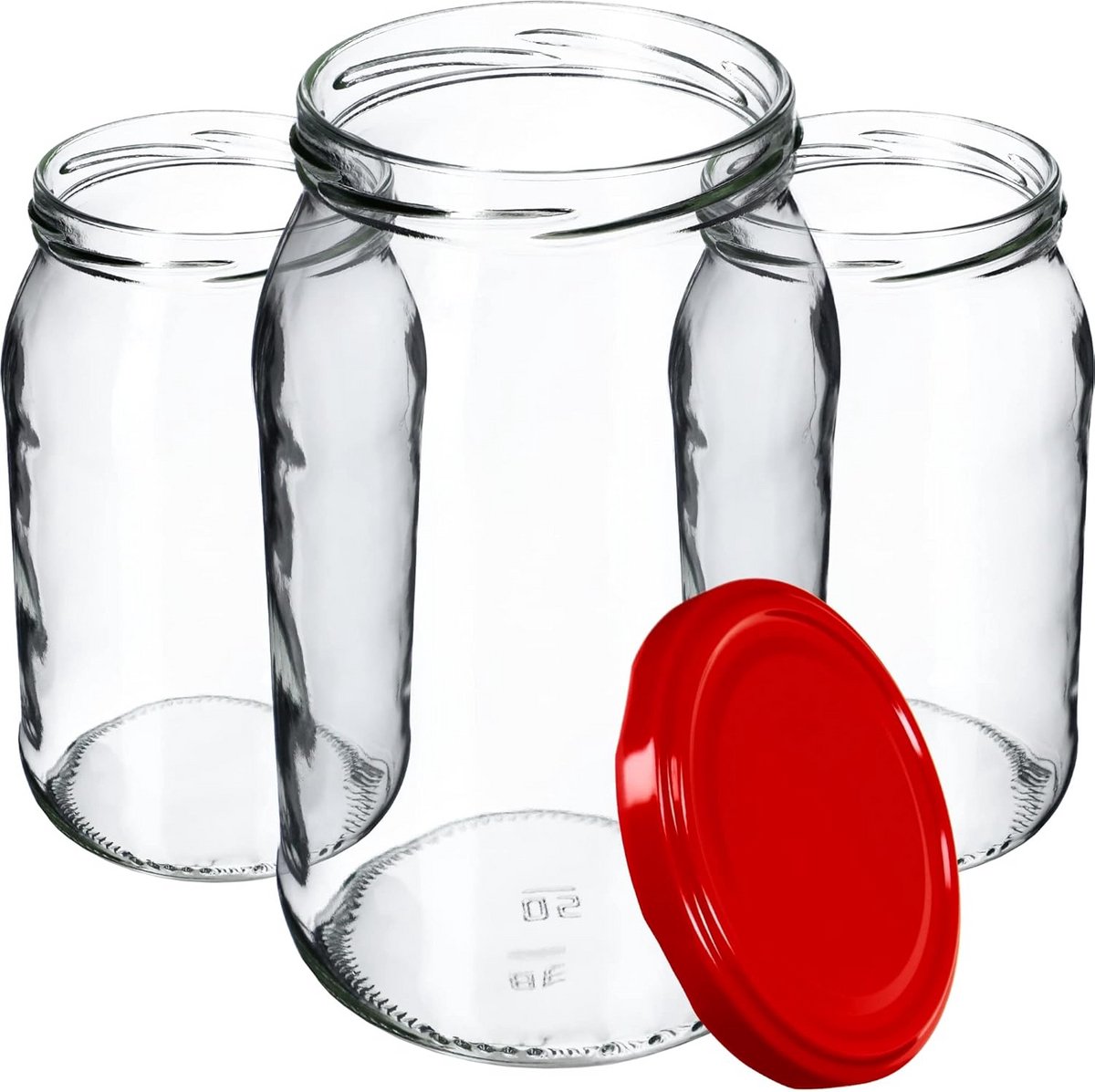 Set van 8 Glazen Weckpotten 900 ml met Schroefdeksel voor Bewaren en Inmaken