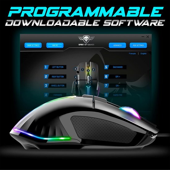 RGB Gaming Muis met 12800 DPI en 8 Programmeerbare Knoppen van Merkloos — afbeelding 4