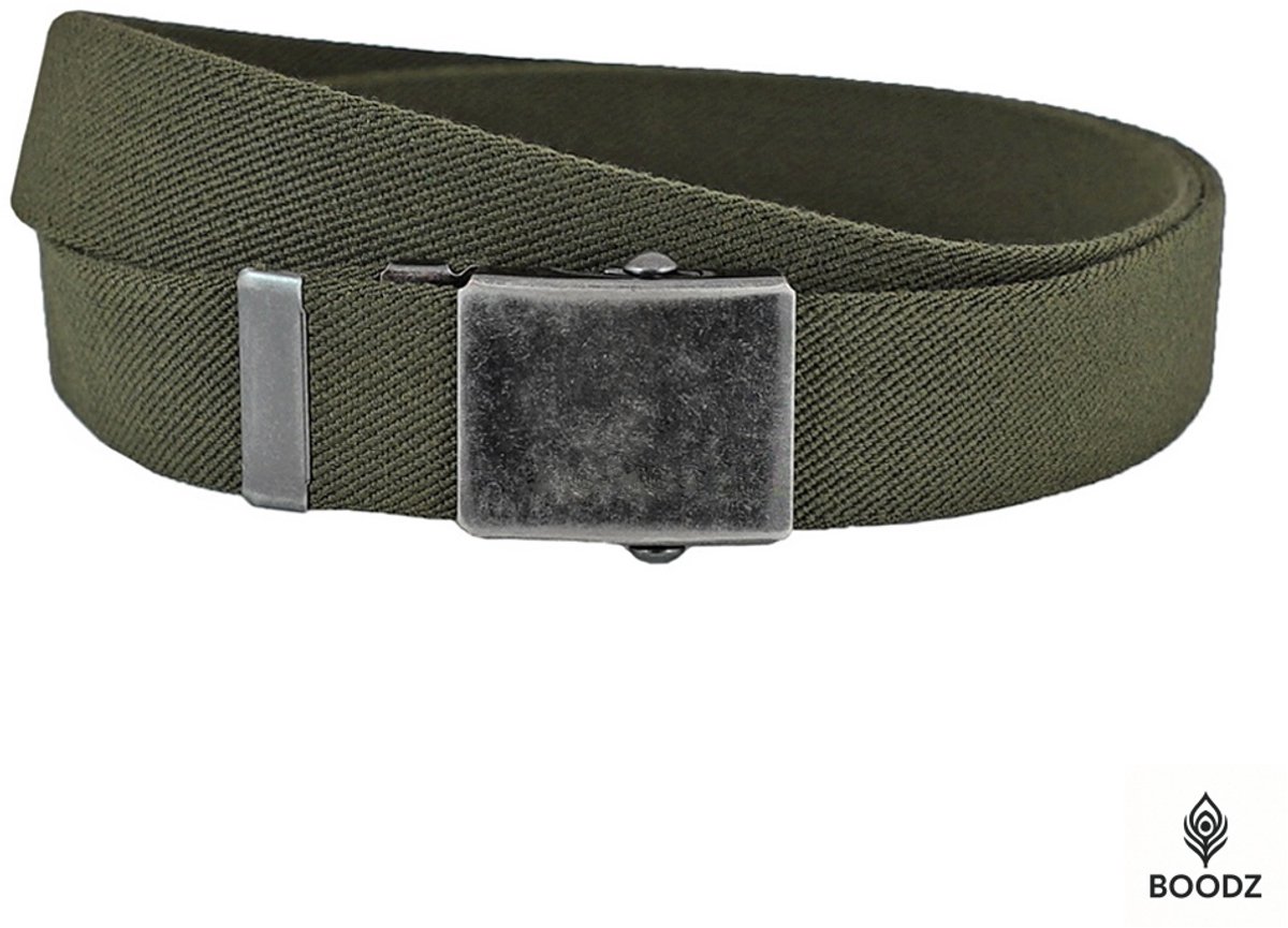 Boodz Canvas Elastische Riem Groen | Maat