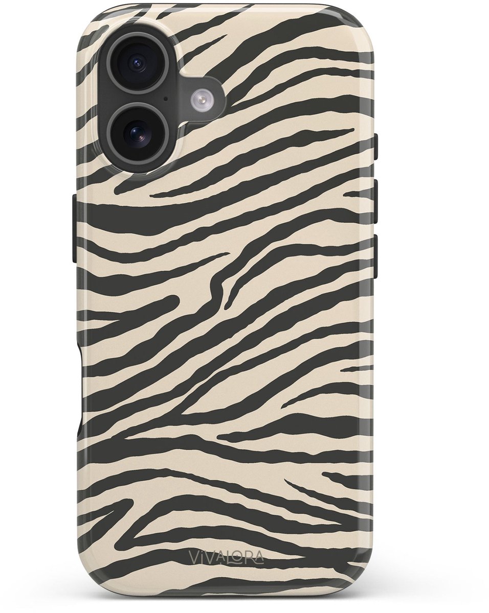 VivaLora Tough Telefoonhoesje iPhone 17 met MagSafe - Wild Lines Zebra Print - 2-in-1 Phone Case - Hard Case & Siliconen Backcover - Extra Bescherming - Shockproof Cover - Zwart/Wit Zebraprint