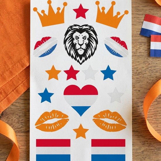 Holland Plaktattoos Oranje – 12 Tijdelijke Tattoos voor Koningsdag & WK