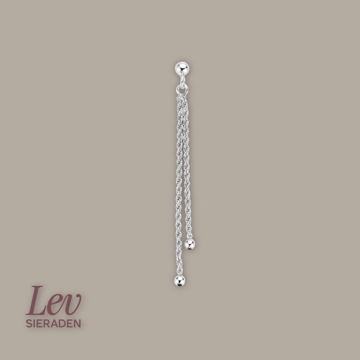 Lev Sieraden - 925 zilveren oorhangers met schakel - 64 mm - Zilver kleurig - Gerhodineerd 925 zilver - Per paar verkocht