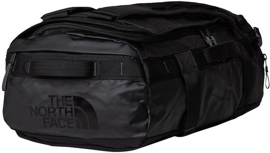 Zwarte duffel van The North Face met het logo in reliëf.