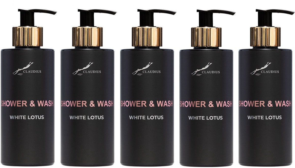 Shower & Wash White Lotus 300 ml - gouden pomp - 5 stuks
