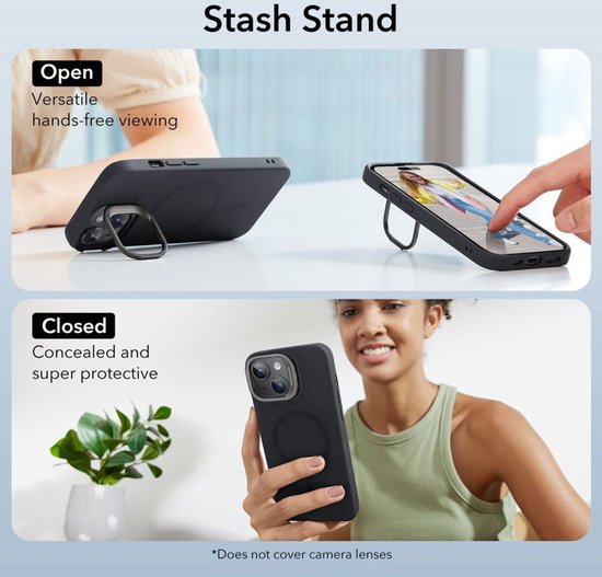 Coque ESR Cloud Kickstand Apple iPhone 15 Plus MagSafe Zwart