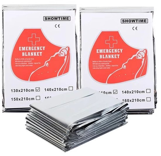 Nooddeken - PET thermische deken (3-pack - zilver) 130 cm * 210 cm - Geschikt voor eerste hulp, kamperen, noodpakketten voor in de auto, buitenkamperen, wandelen, marathons en andere gelegenheden.