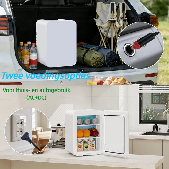Puluomis - Mini koelkast 20L - Skincare & make-up fridge - 12V & 220V - Koel & warm - Auto koelkast - Compact - Wit van Merkloos — afbeelding 2