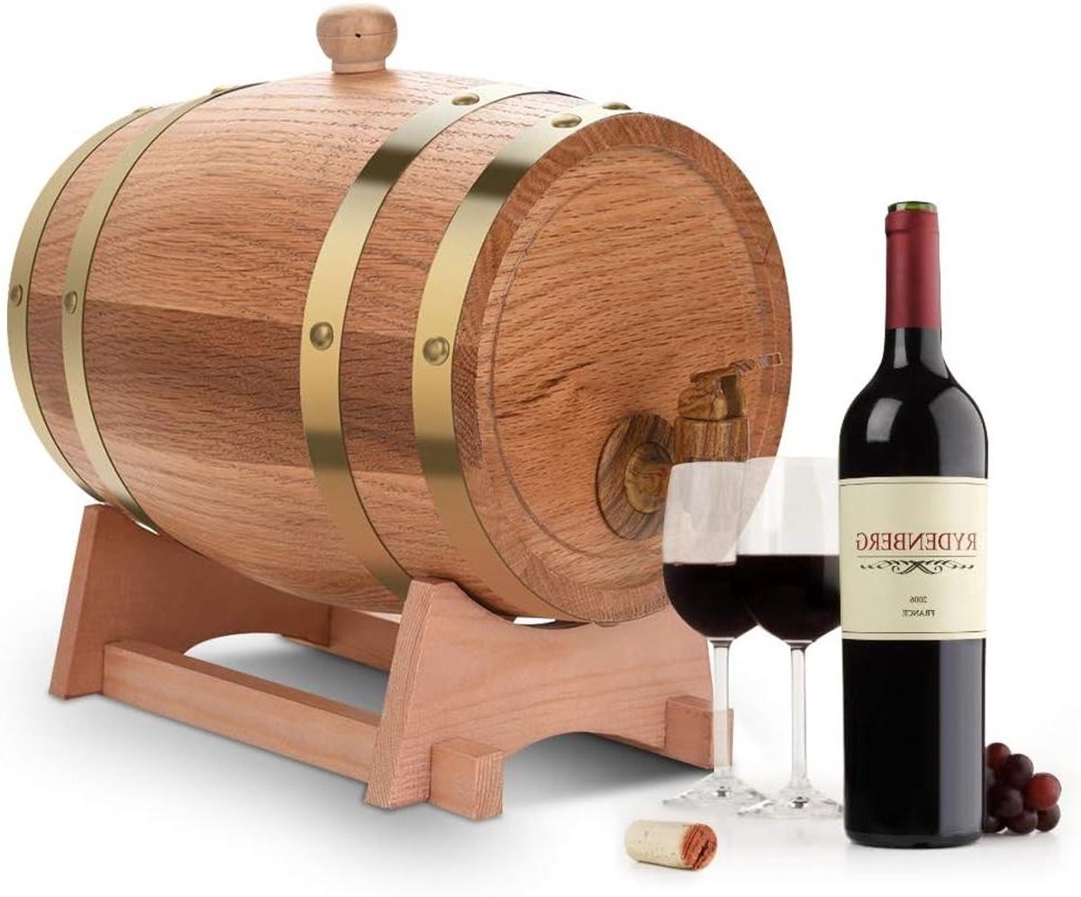 Vintage eiken houten vat, 3L wijnopslag met standaard - Whiskey, Rum, Port
