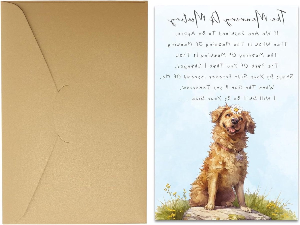 Condoleancekaart voor Hondenverlies met Envelop - Gedenkwaardig cadeau voor Rouwende Hondenbezitters - Liefhebbers - Vrienden - Familie - 20,5x13,5cm