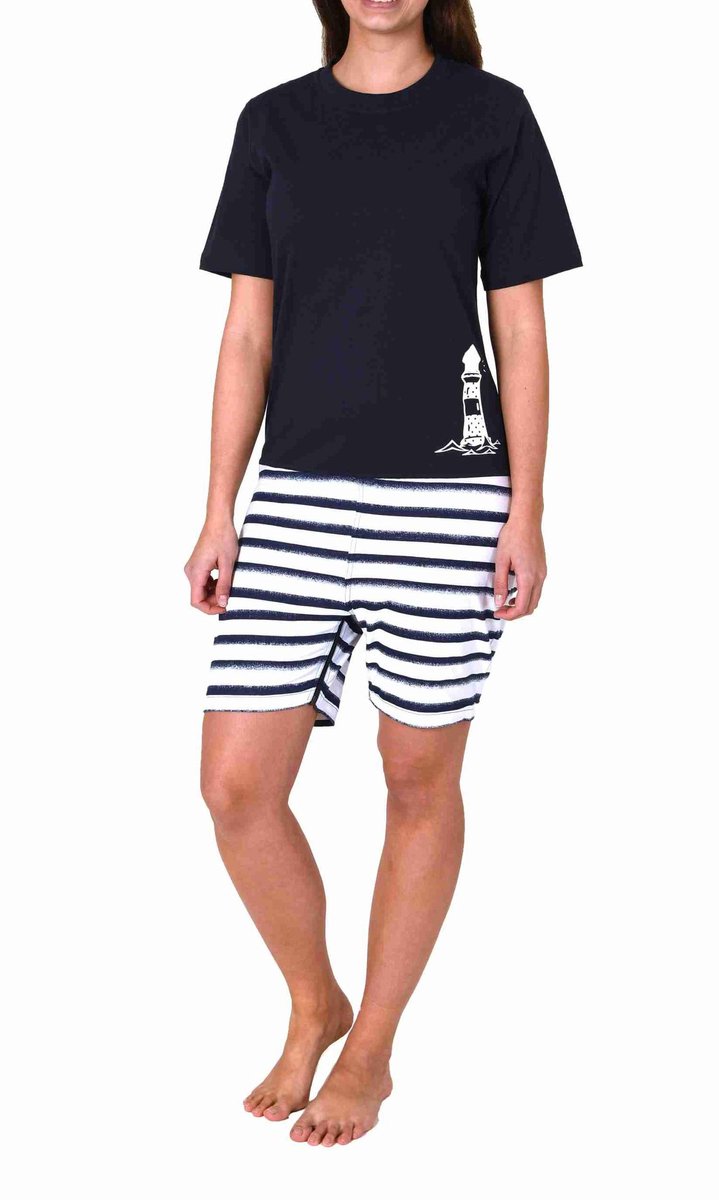 Normann Dames Maritieme Verpleegkundige Overall Korte Mouwen Pyjama met Rits op Rug en Been navy