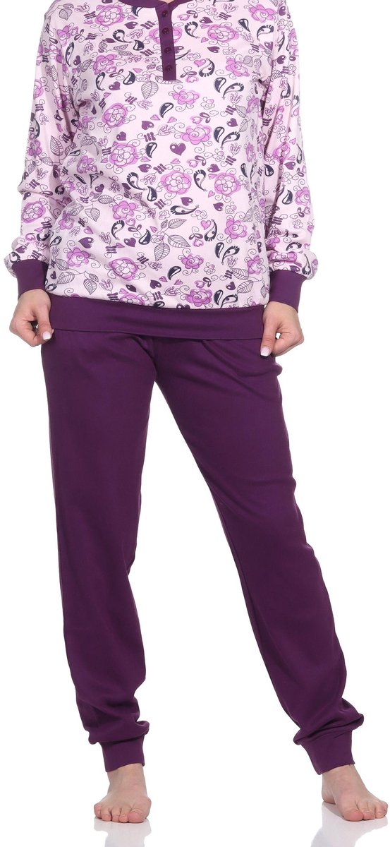 Normann Noble dames interlock pyjama lang met manchetten - ook in overmaten rosa