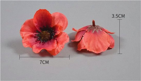 Kunstmatige zijde papaver anemoon bloemhoofden – 100 stuks – blauw – decoratie