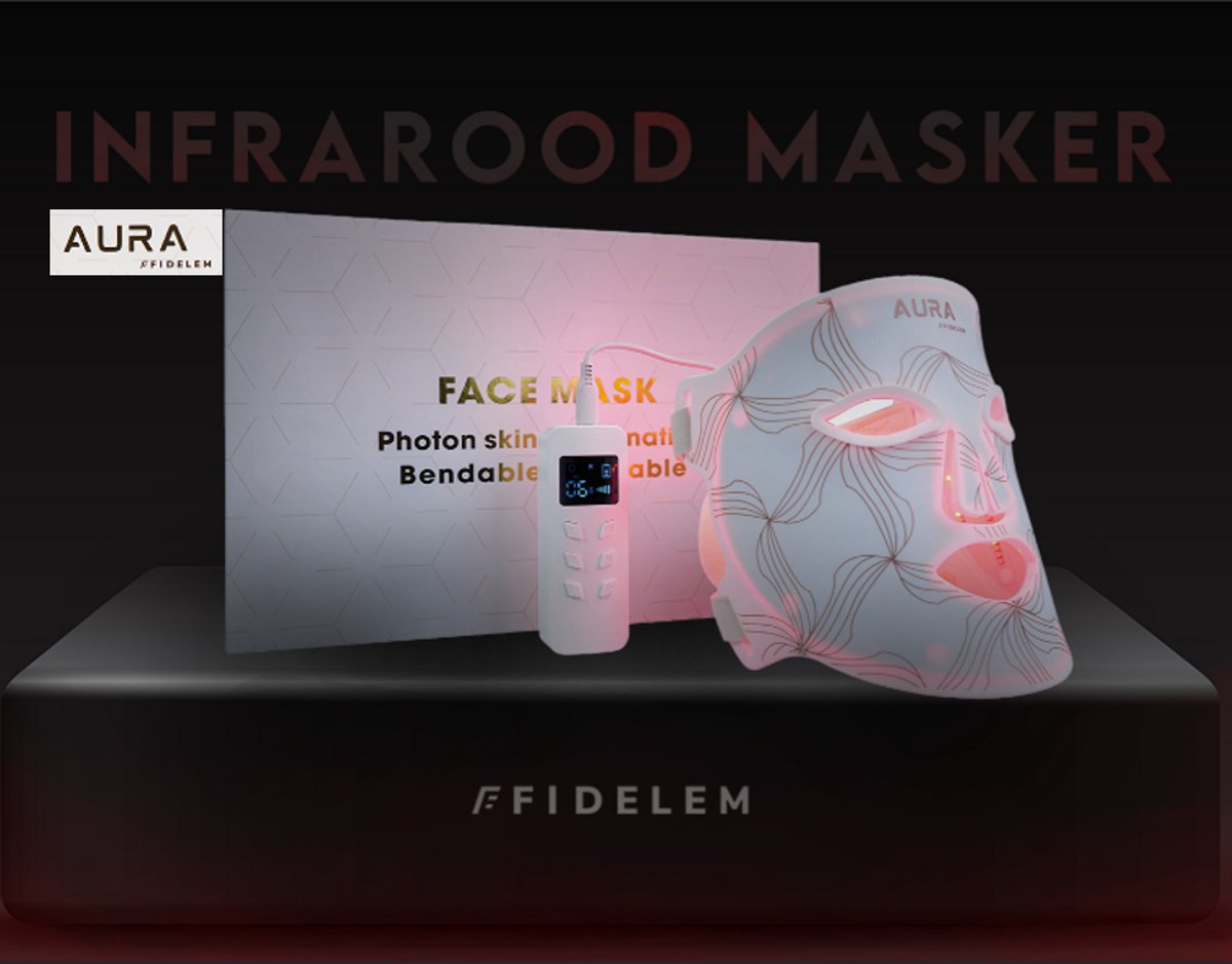 Fidelem-LED Gezichtsmasker-4 kleuren-Verjonging-Acne behandeling-Infraroodtherapie- Callogeen productie bevorderend