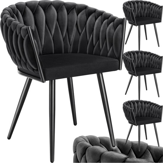 buybyroom Eetkamerstoelen, set van 8, eetkamerstoel met armleuning, ergonomische rugleuning, 88 x 57 x 85 cm, zwart