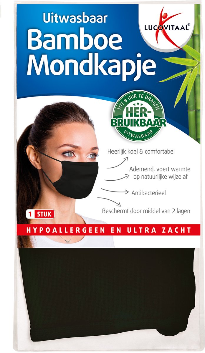 Bol.com Lucovitaal Bamboe Mondkapje Zwart aanbieding