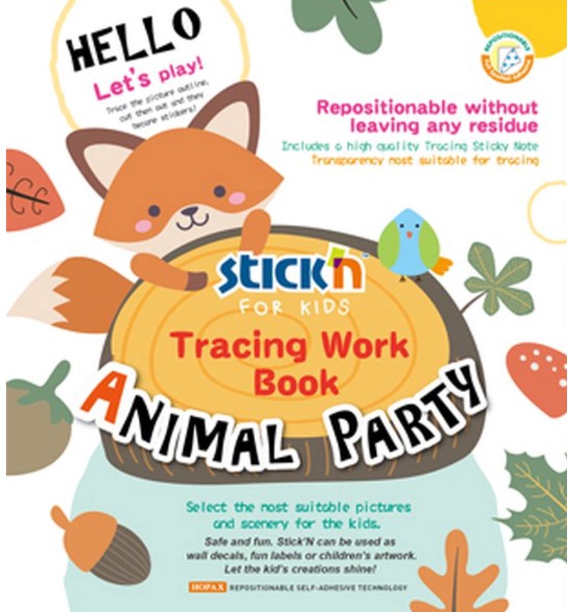 Stick'n tekenboek - Overtrekpapier - Dieren thema - Educatief werkboek