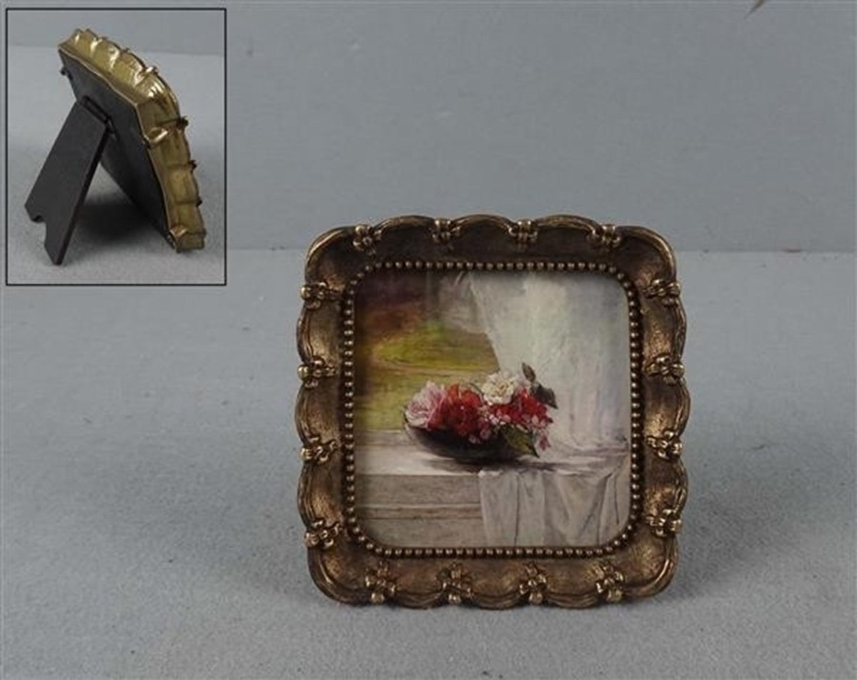 Fotolijstje Strikjes ant.goudkleur 11x2x11cm