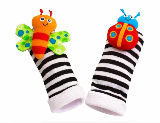 Rieba® Baby Rammelaar Sokken - Armbanden - 4-delig Rammelaar Set - Pols en Voetrammelaar - Sokjes - Knuffels - Speelgoed - 0 t/m 12 maanden van rieba — afbeelding 2