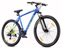 Tatra Bikes Mountainbike 29" Overland, MTB-fiets voor dames en heren, fiets 29" - 21 inch aluminium frame, 21 versnellingen, schokdemper, schijfremmen - Blauw-Lemon