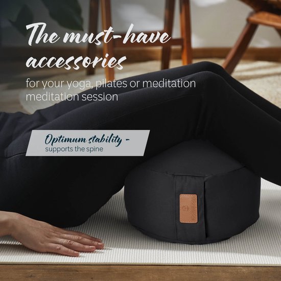 #DoYourYoga - Yoga kussen - »Vishnu« - rond meditatiekussen met bio-organische Spelt vulling - H:15cm, diam.30cm - zwart van #DoYourYoga — afbeelding 5