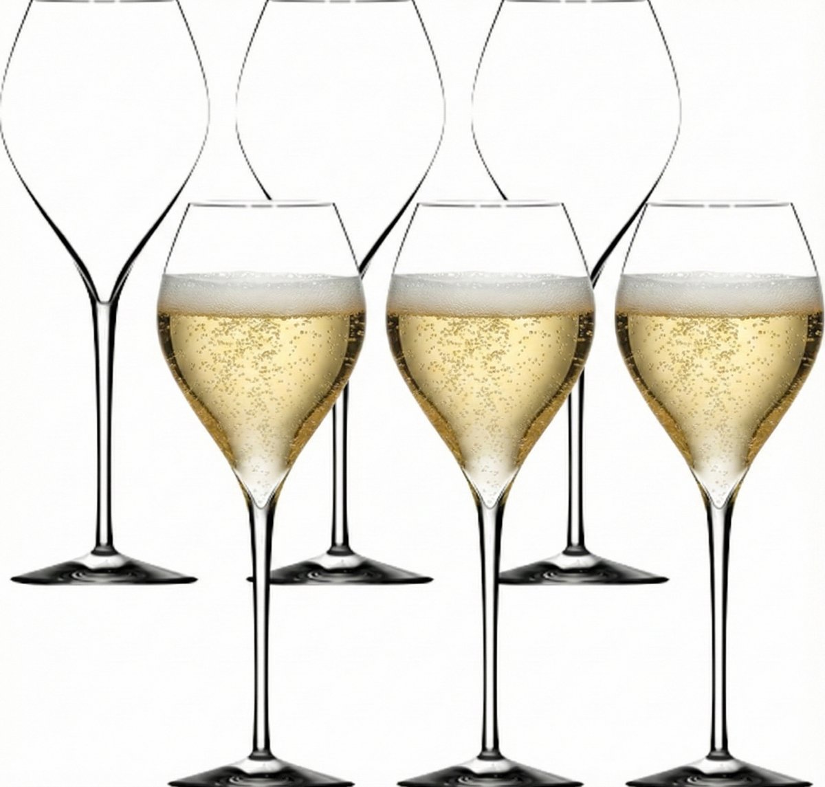 Lehmann - Grand Champagneglazen Jamesse - 30cl - Luxe set van 6 stuks - Hoogwaardig kristalglas - Vaatwasserbestendig