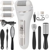 Nuvance Eeltverwijderaars - Pedicureset Electrisch - 18 Delig - Elektrische Eeltverwijderaar - Voetvijl - Professioneel - Wit