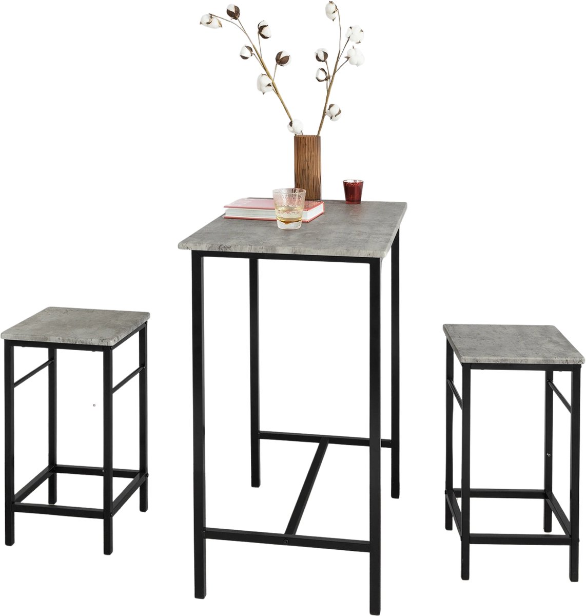 DIMICO - Bartafel met stoelen - Bistroset 2 persoons - Bar tafel - Bartafels - Keuken - 3-