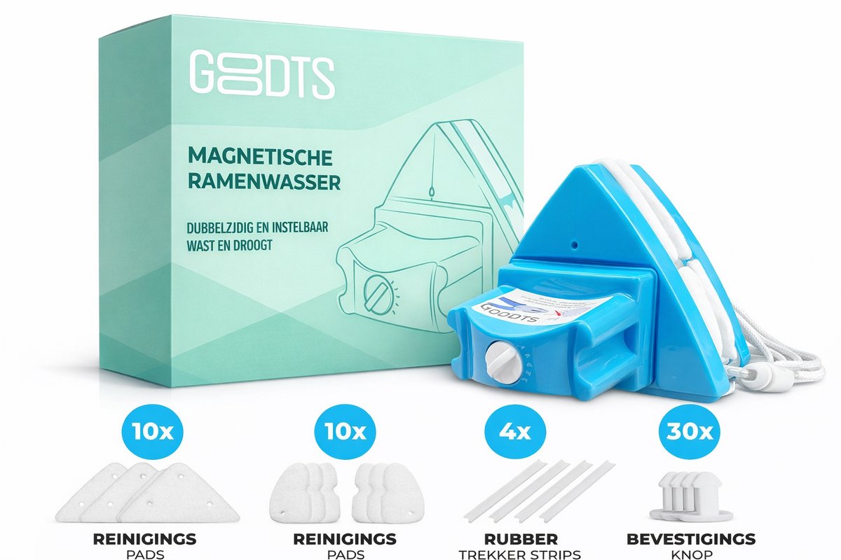 GOODTS® - Magnetische ramenwasser 4-35mm | Geschikt voor Enkel en Dubbelglas | HR/HR+++ | Verstelbare ruitenreiniger & Raamwisser
