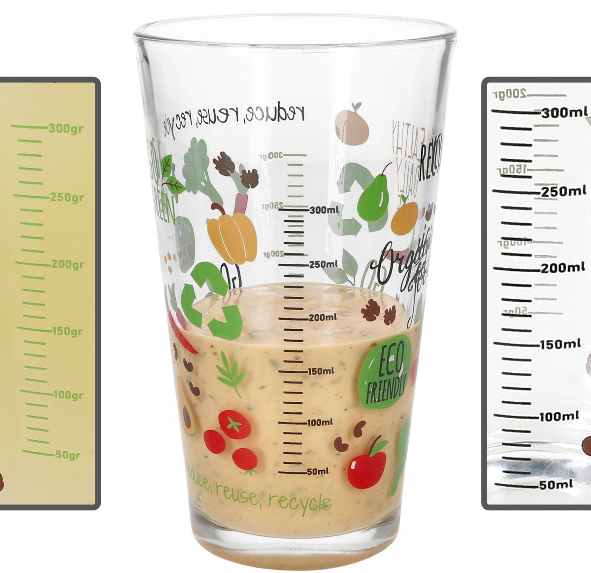 Drinkglas ORGANIC GEMÜSE met kleurrijke motieven & maatverdeling – 67620
