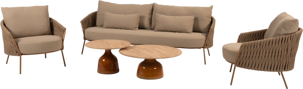 4 Seasons Outdoor June Molina salon lounge fauteuils et canapé 5 pièces teck amber