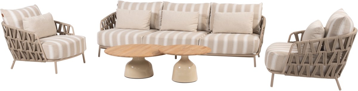 4 Seasons Outdoor June Beverly stoel bank loungeset 5 delig latte
