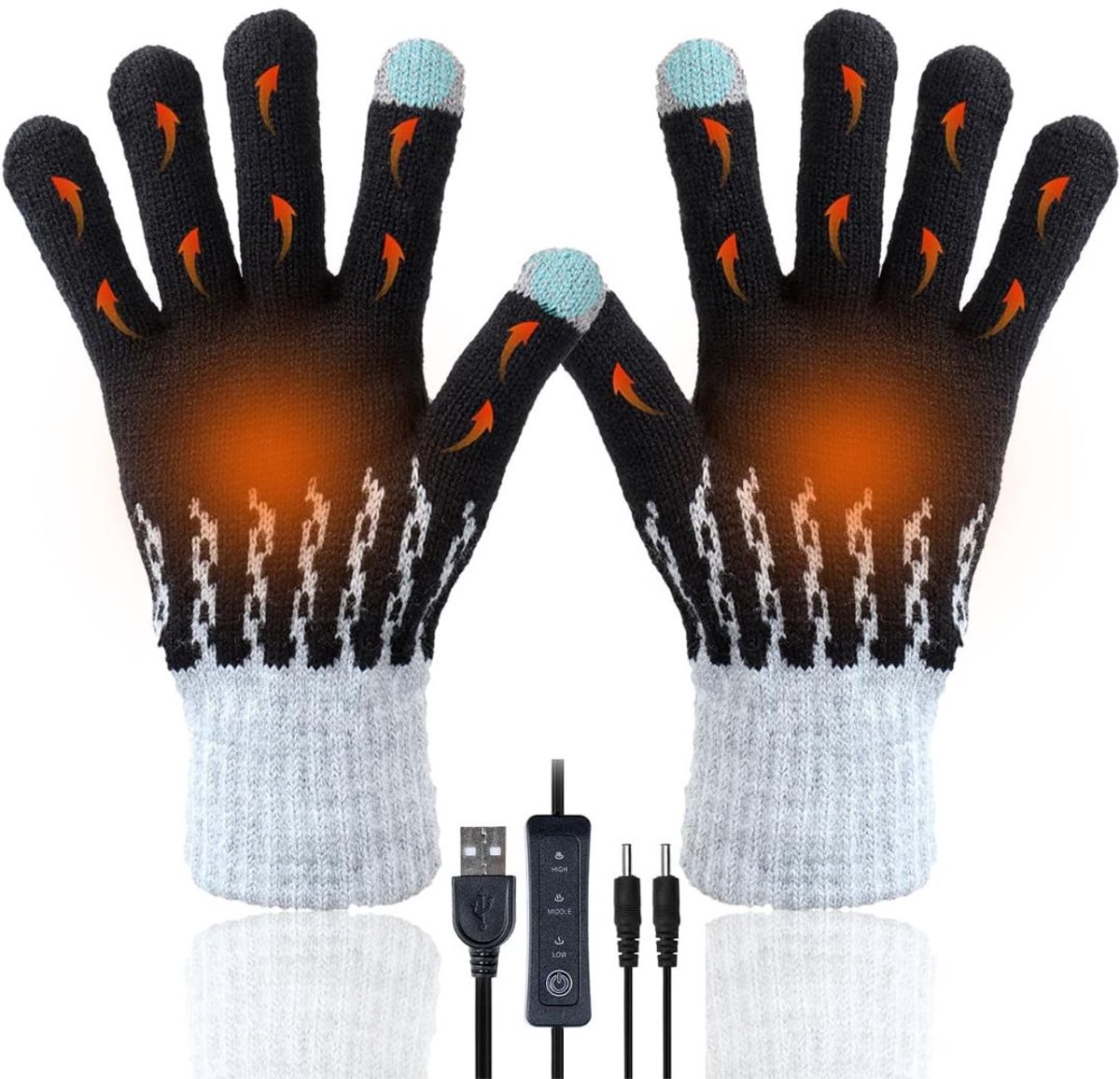 Verwarmde Handschoenen Elektrische Handschoenen Handschoenen Verwarmd en Zwart