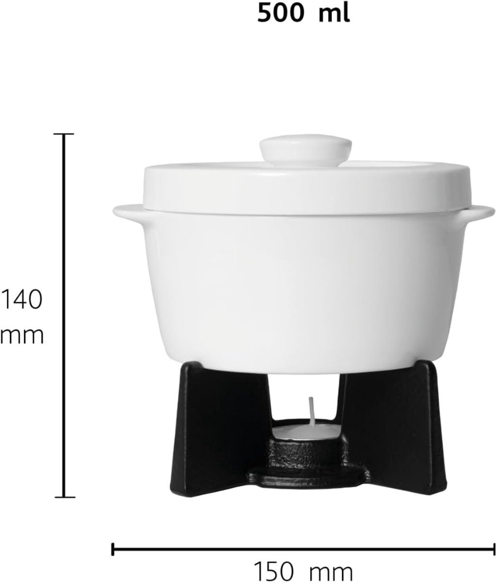 VH Supplies®Kaasfondue Pan - Caquelon - Elektrische Fonduepan - 15 x 13 x 14 cm - Porselein – foto 4