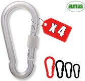 AMIG Karabijnhaak 10x100mm Groot met Schroefsluiting Verzinkt Staal 360kg Carabiner Industrieel - 4 Stuks