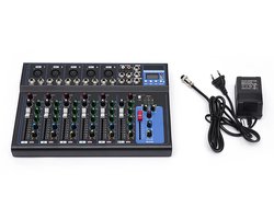 Kelseek audiomixer - Soundmixer - Mengpaneel - 7-kanaals - Bluetooth - Digitaal - Microfoon input - DJ - Klankbord - Zwart