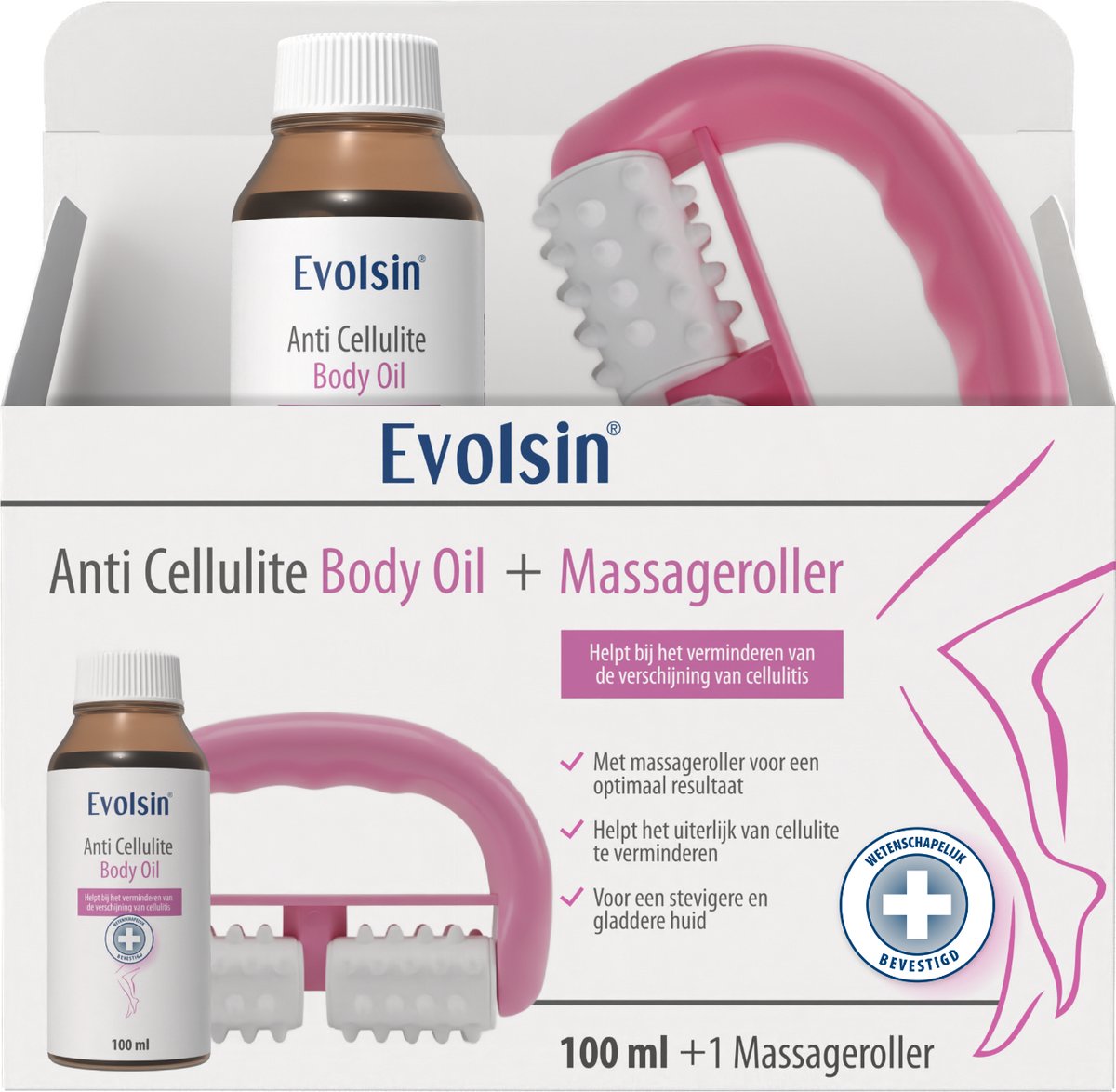 Evolsin® Anti-Cellulite olie set - Lichaamsolie - Met massageroller - 100 ml